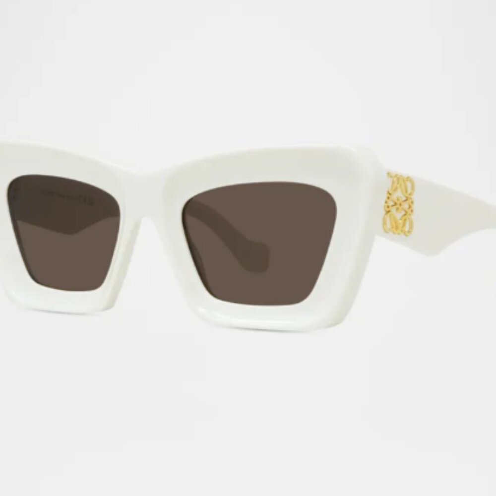 Loewe White Sunglasses with Gold Anagram Detail